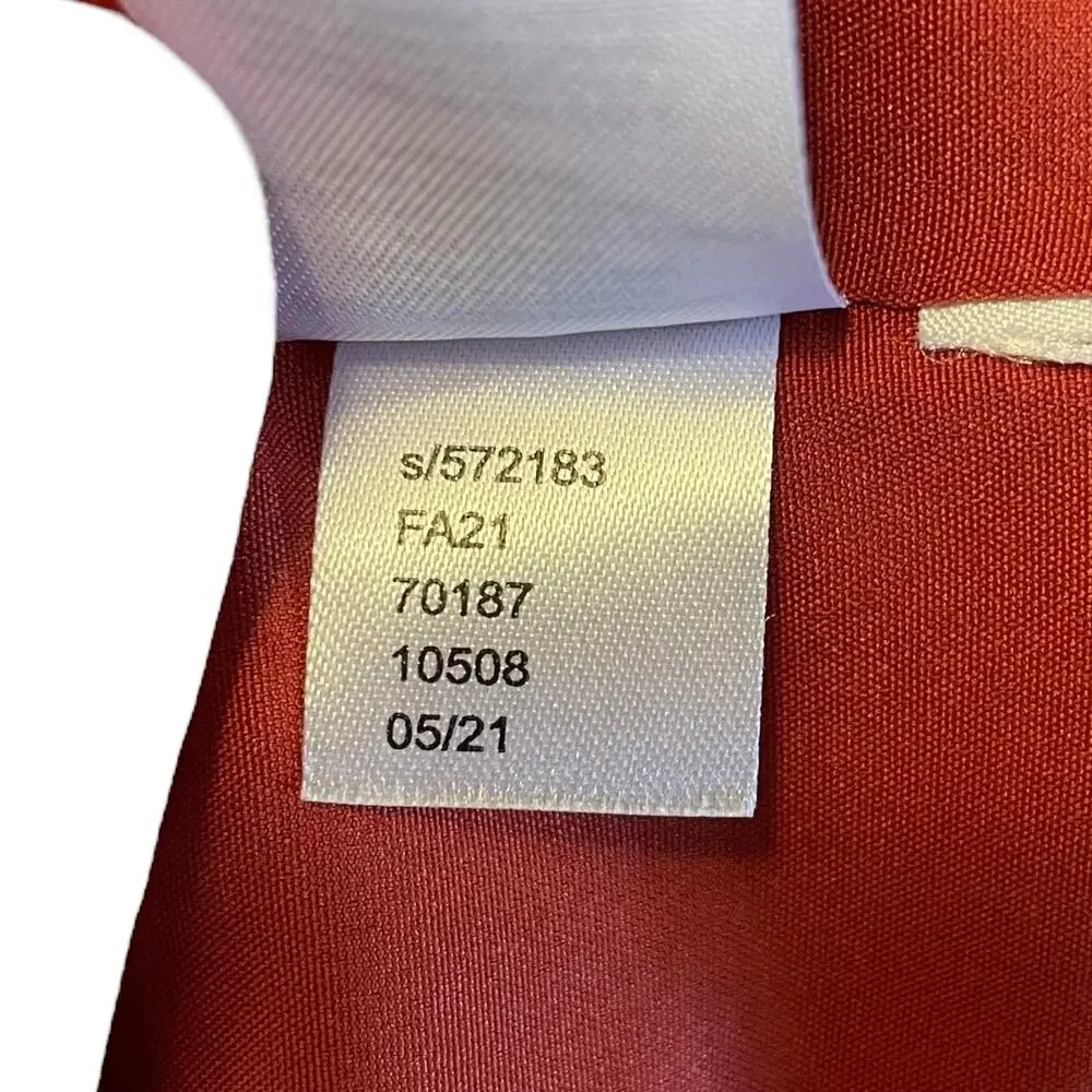 Ann Taylor Puff Sleeve Tie Waist Shirtdress In Bronze Red V-Neck Size Small - Picture 13 of 14